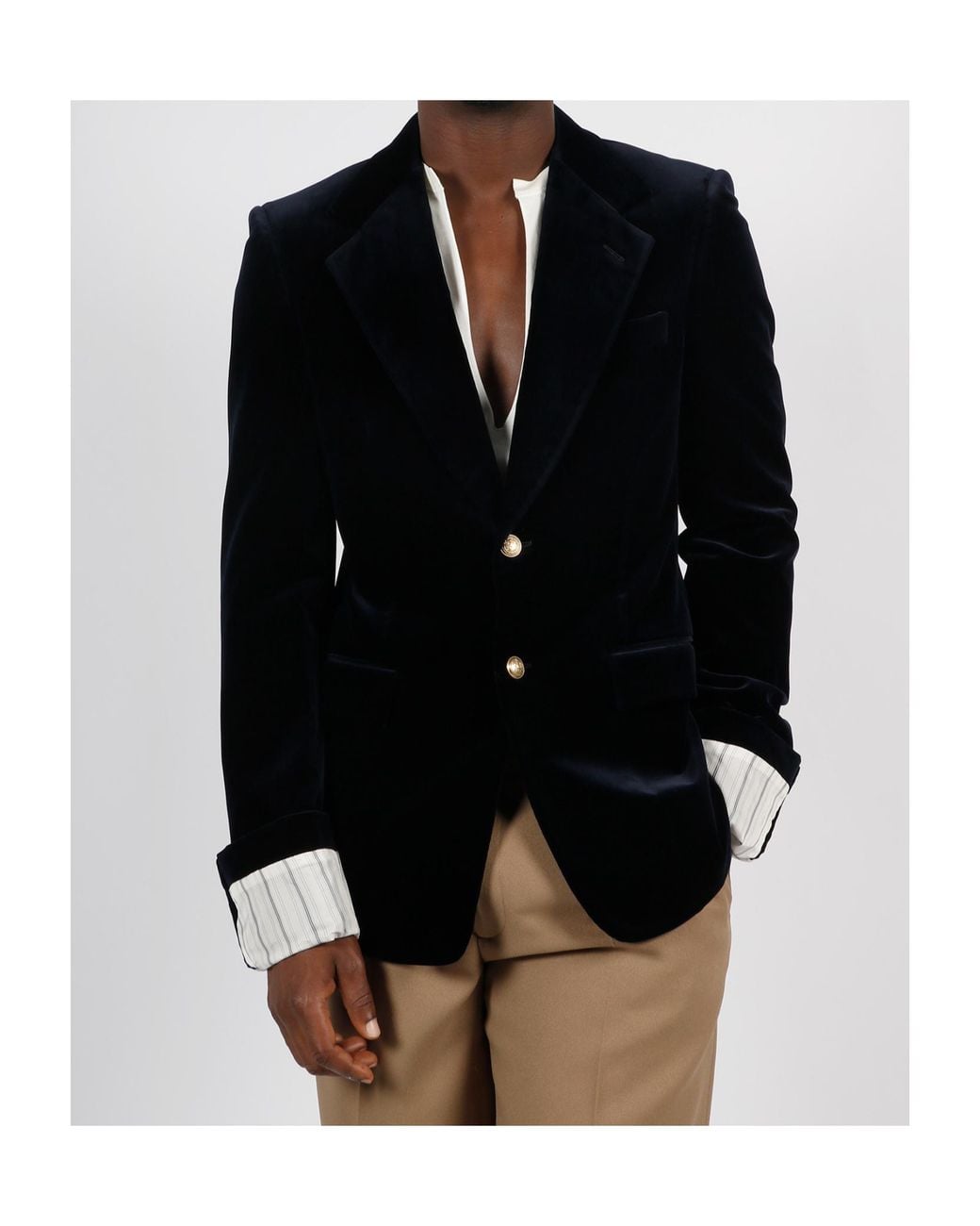 Gucci Blue Stretch Velvet Formal Jacket for men