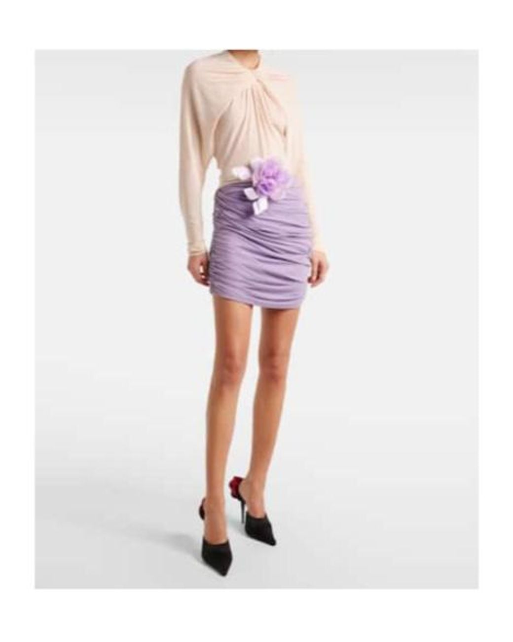 Magda Butrym Purple Colorblock Ruched Open-Back Minidress