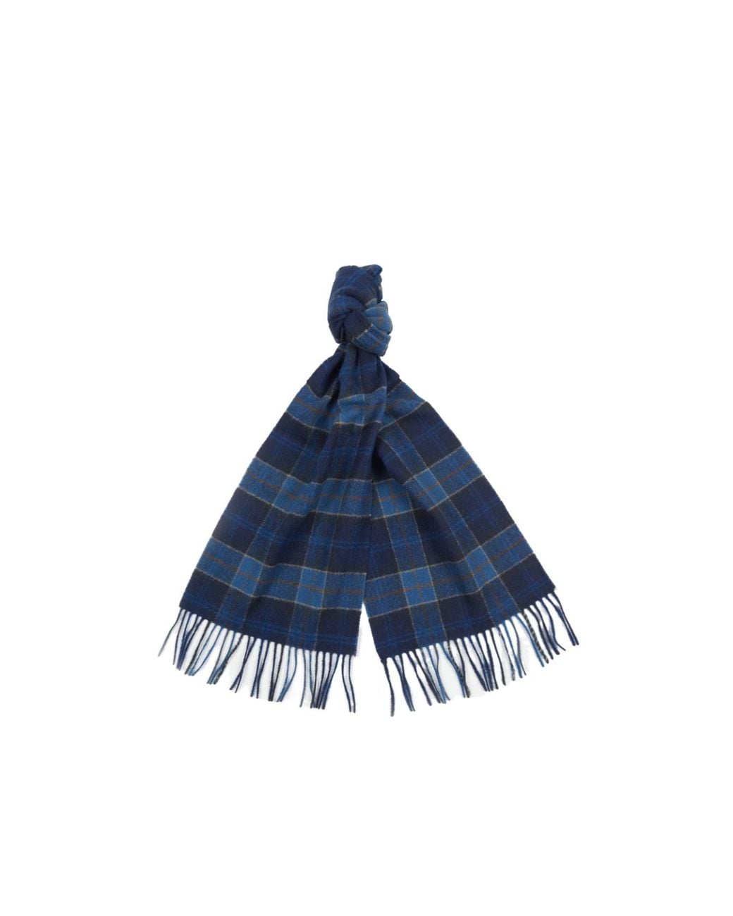 Barbour Blue Plaid Wool Scarf for men