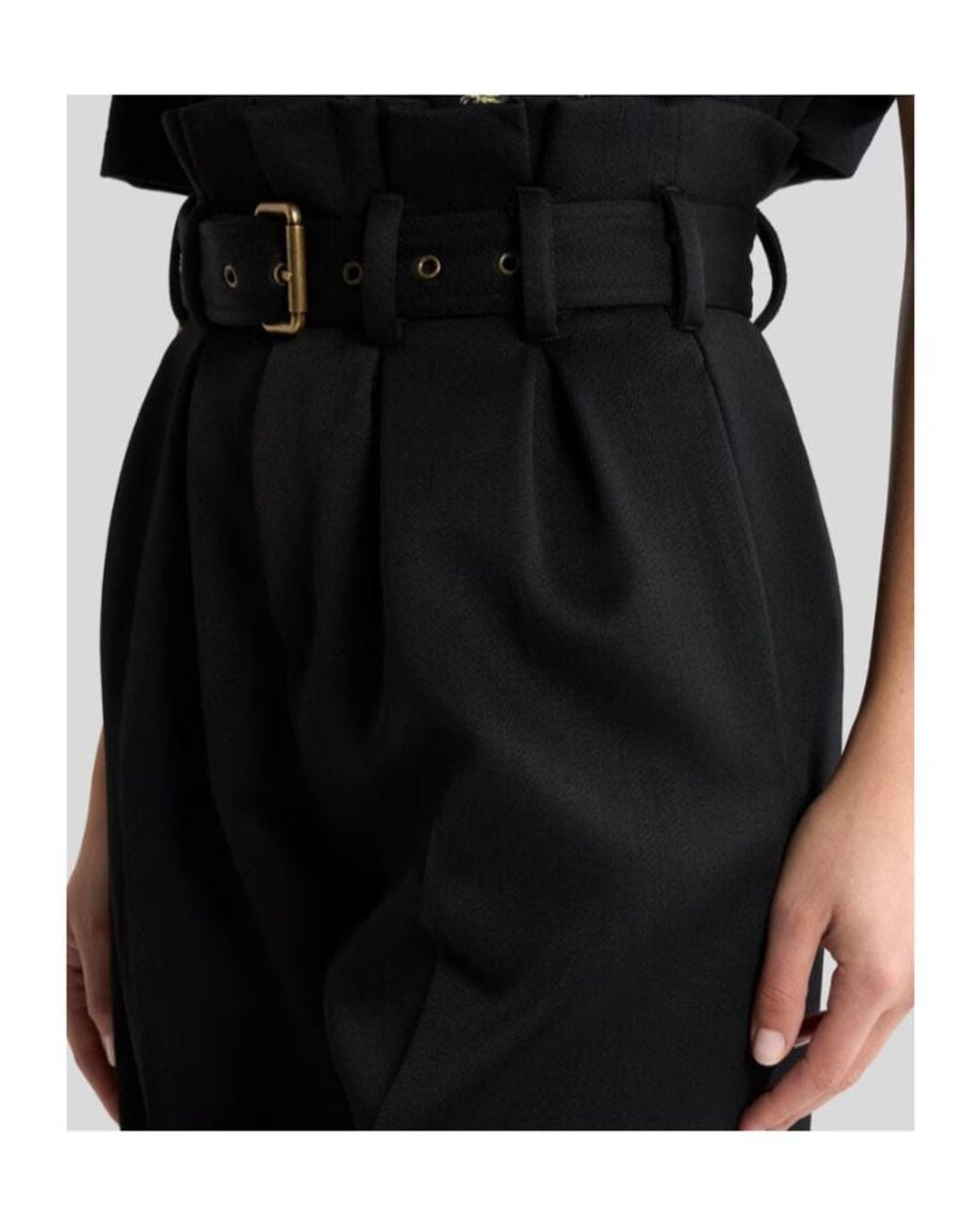 Etro Black Wide-Leg Wool Trousers With Belt