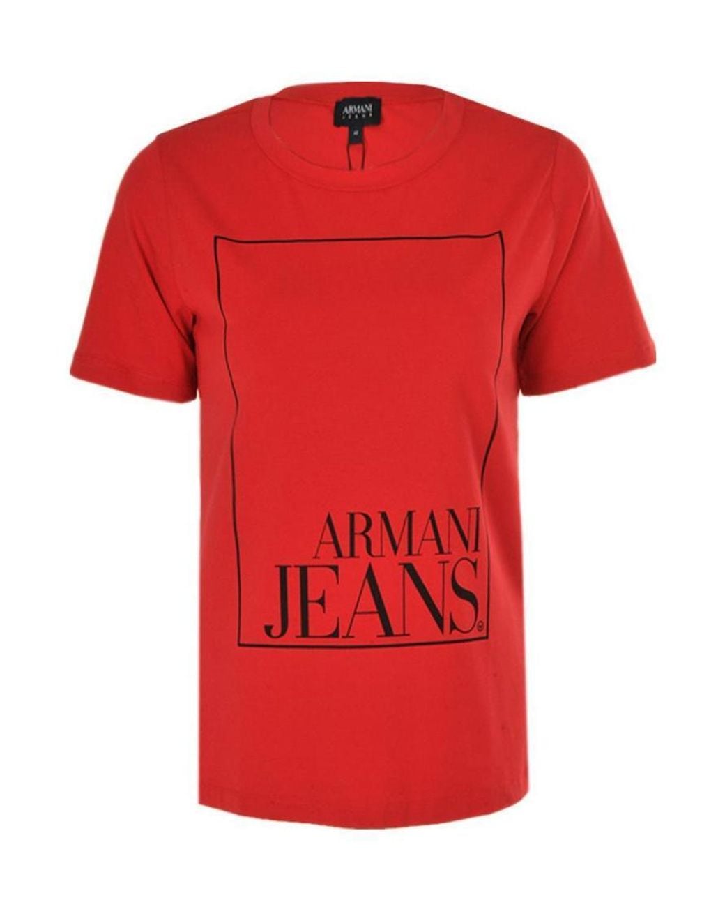 Armani Jeans Red Logo Printed Pattern T-Shirt