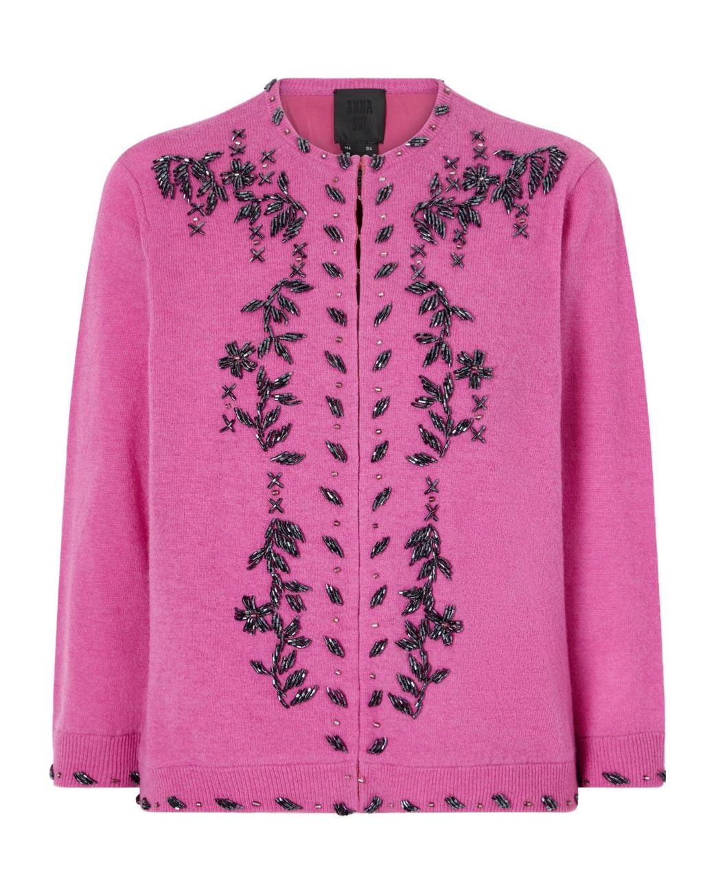 Anna Sui Pink Sequin-Embellished Wool-Blend Cardigan