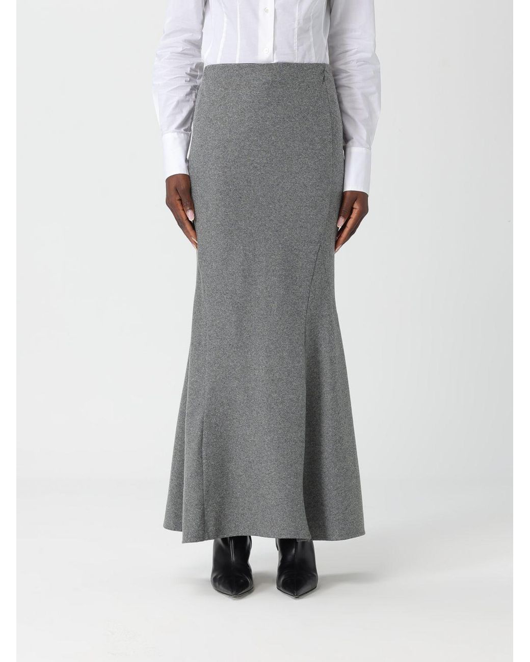 Pinko Gray Flared Midi Skirt