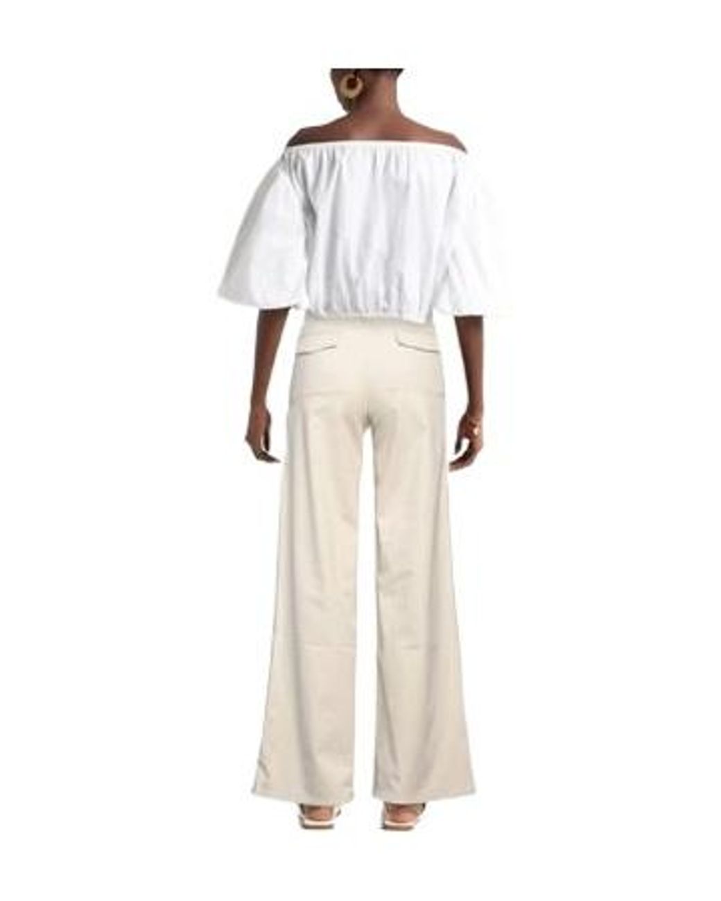 Rag & Bone Natural High-Waisted Wide-Leg Casual Trousers