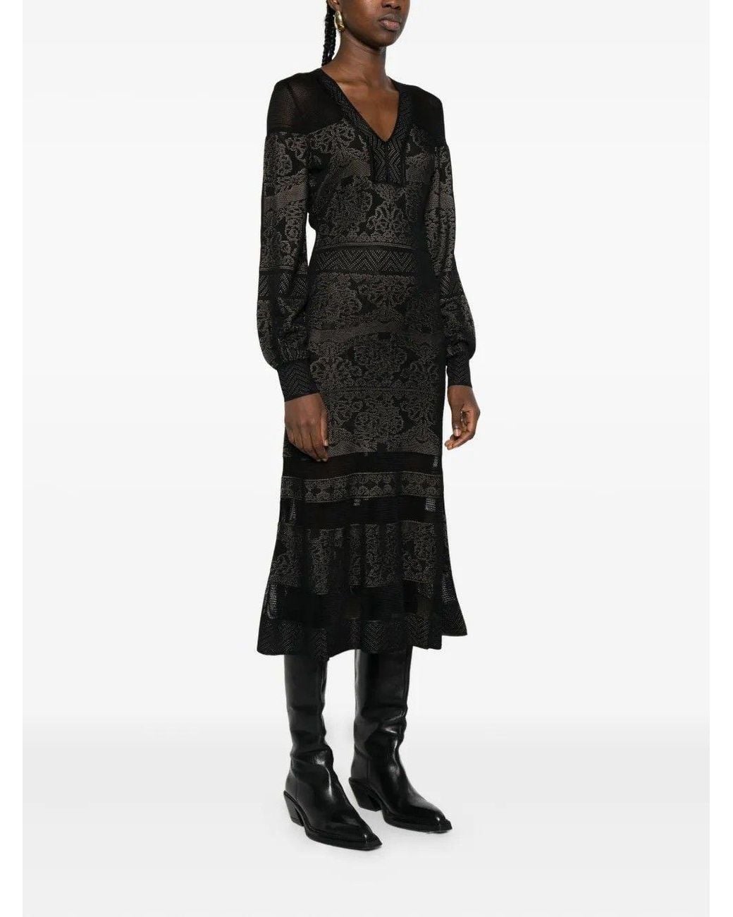 Twinset Black V-Neck Maxi Dress