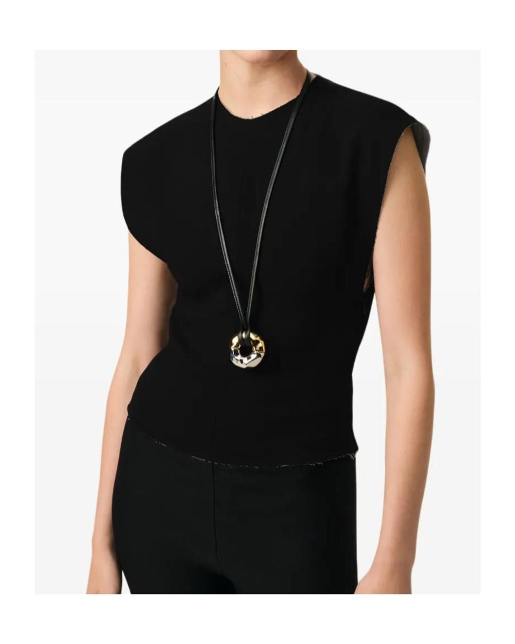 AMI Black Sleeveless Top