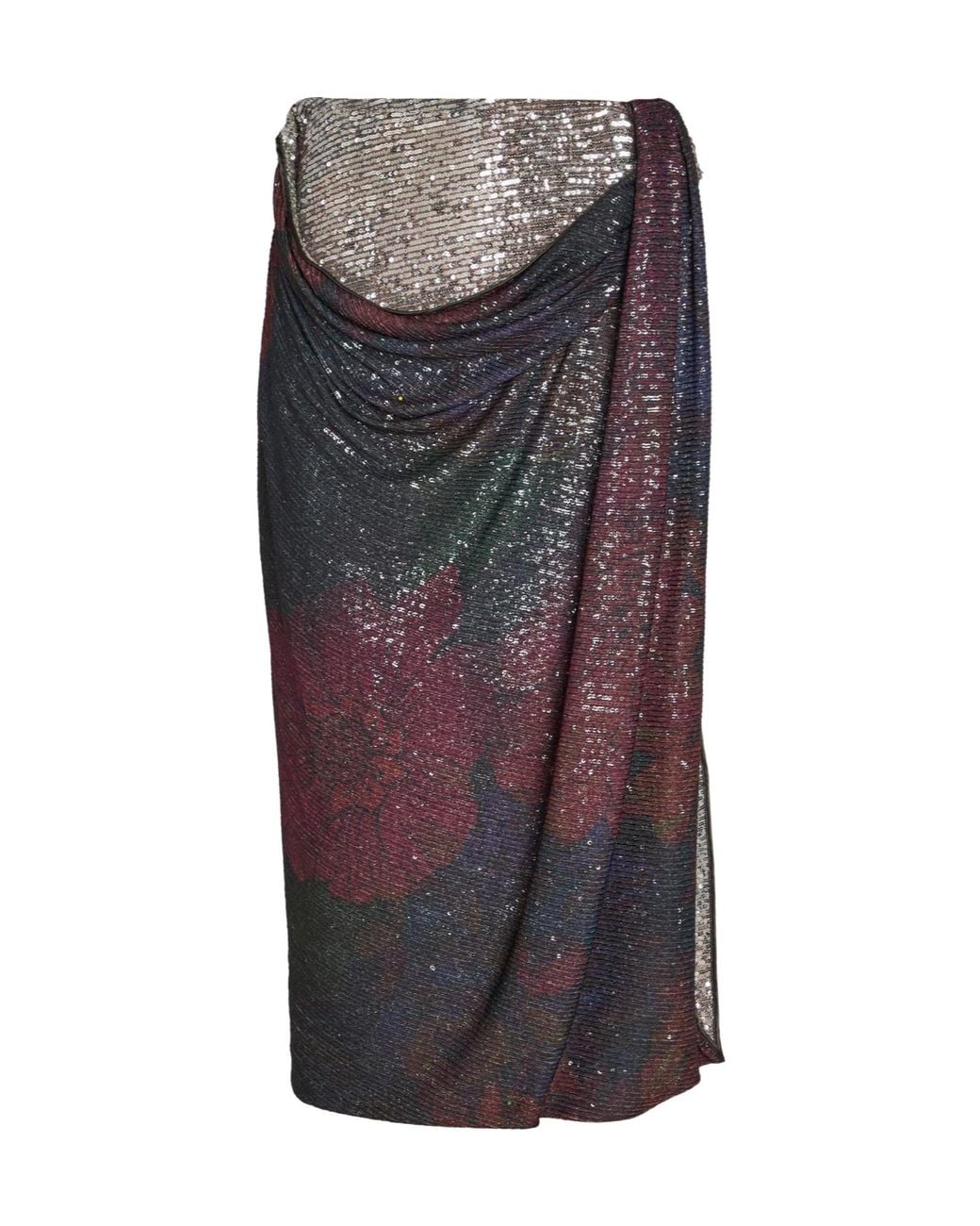 Maison Margiela Brown Sequin Printed Tulle Skirt