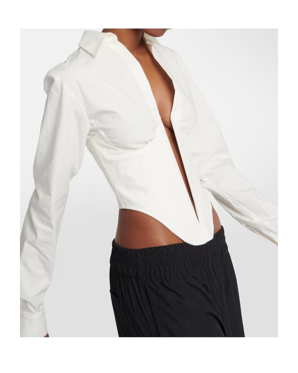 Dion Lee White V-Neck Zip-Up Hoodie