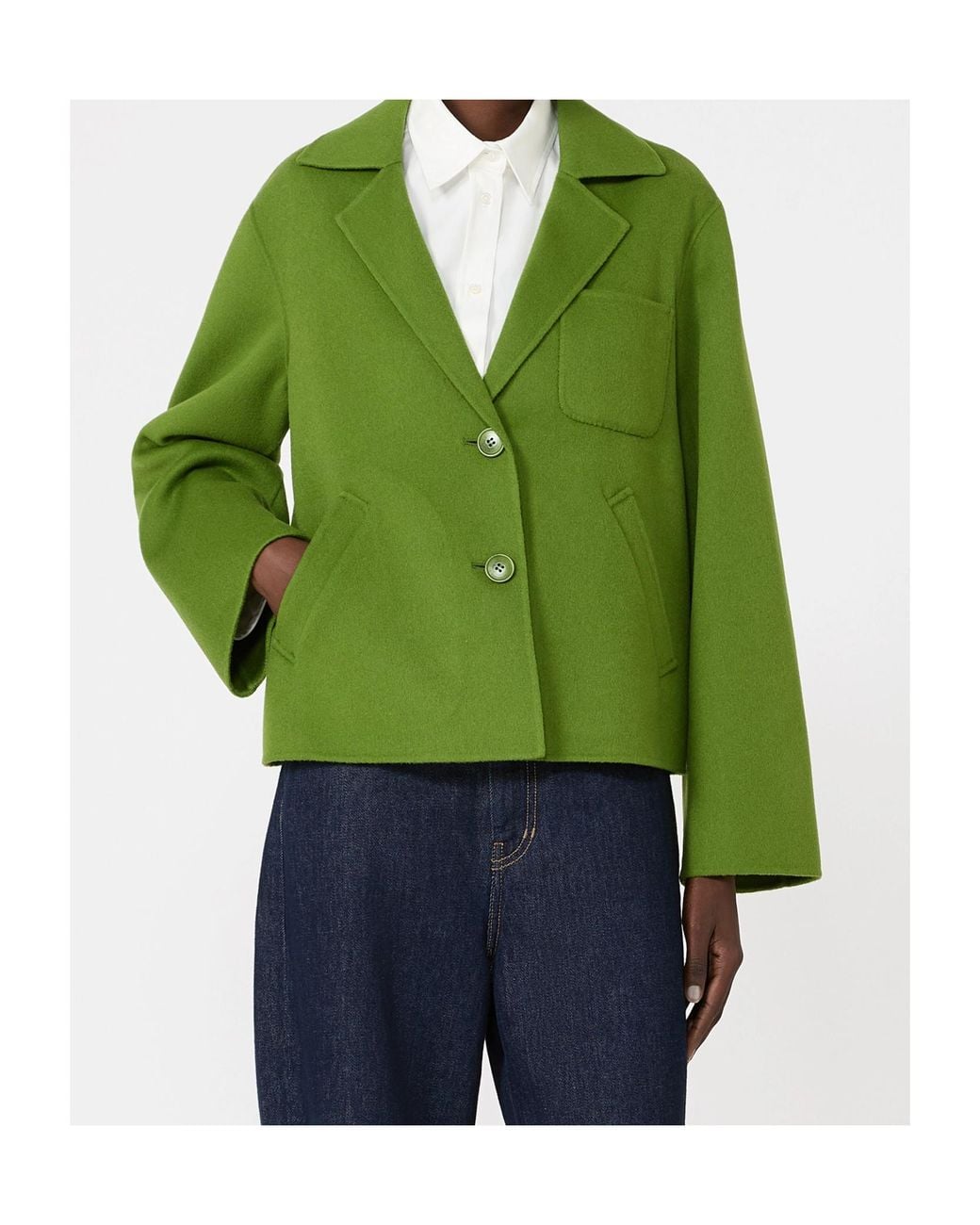 Weekend by Maxmara Green Double Wool Cropped Jacket