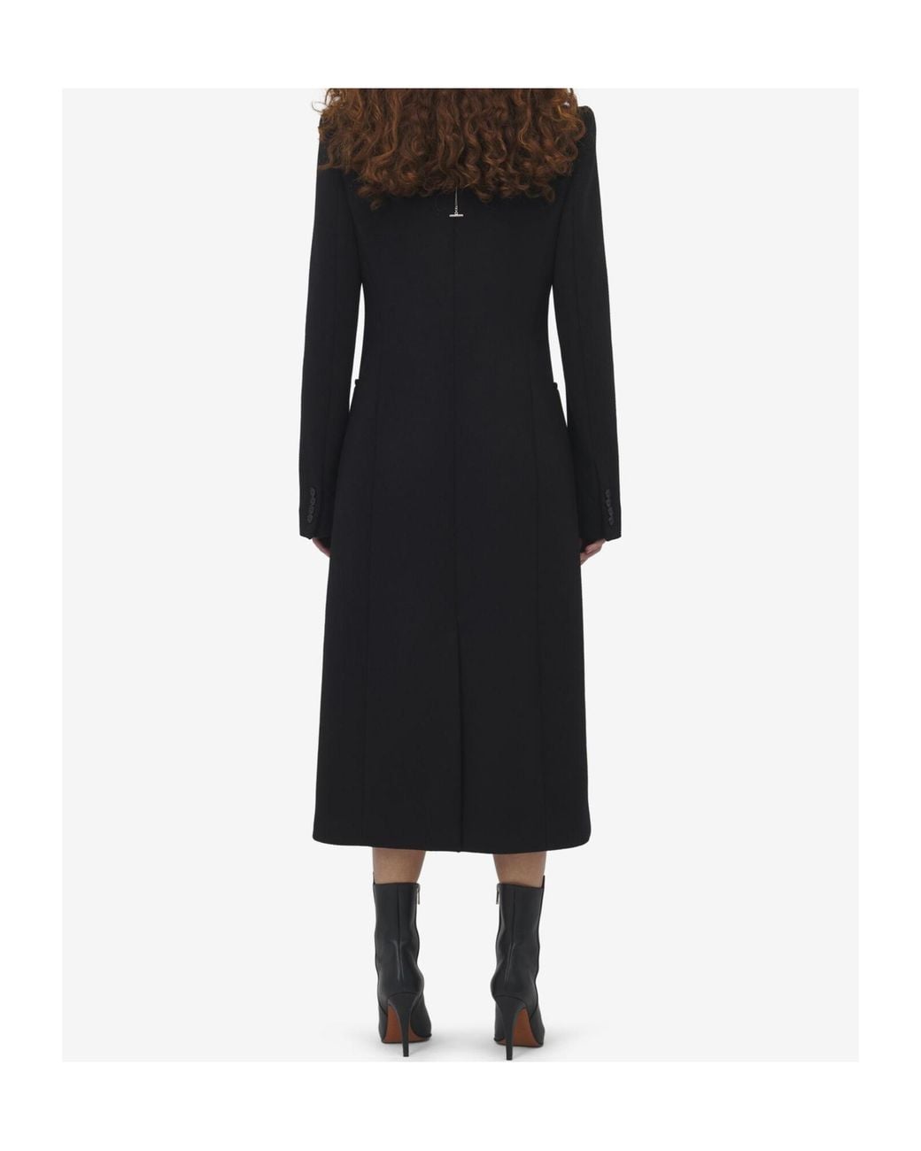 McQueen Black Stacked Shoulder Tailored Coat
