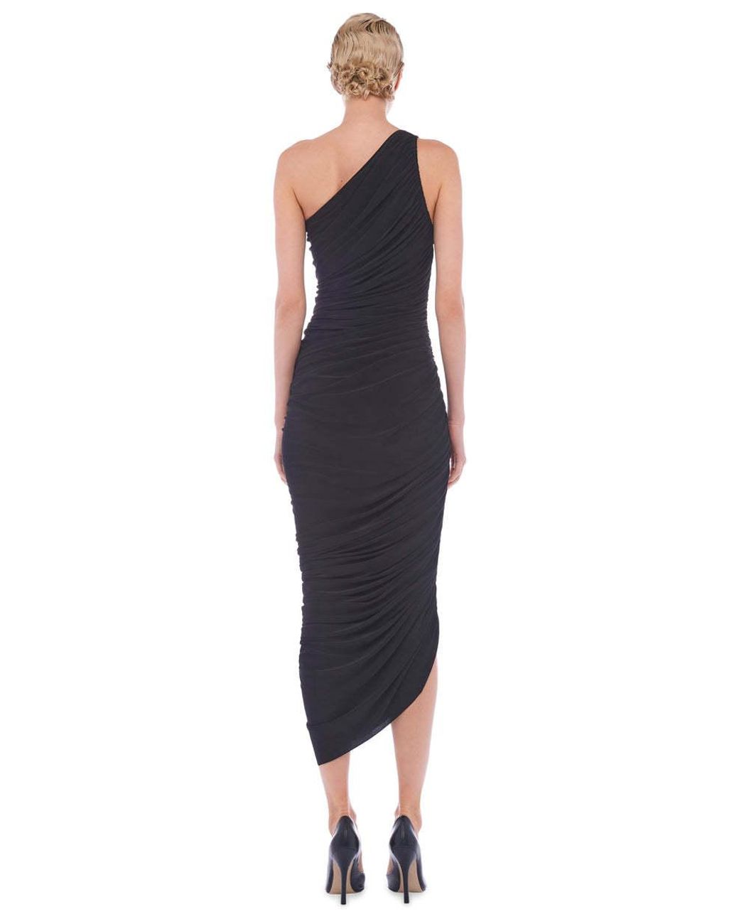 Norma Kamali Black Fitted One-Shoulder Dress
