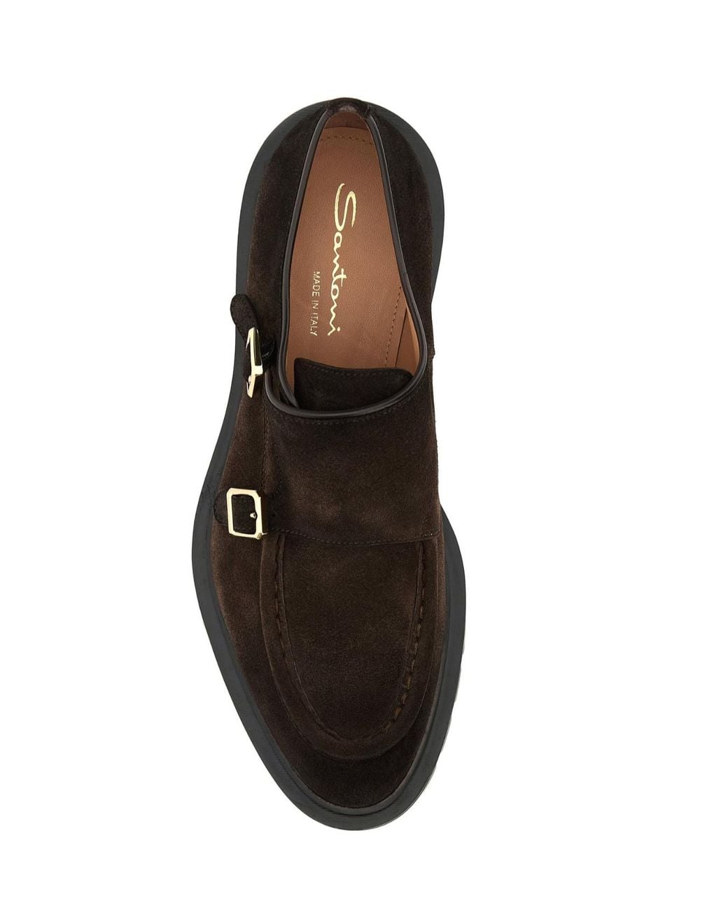 Santoni Black Buckled Slip-On Loafers