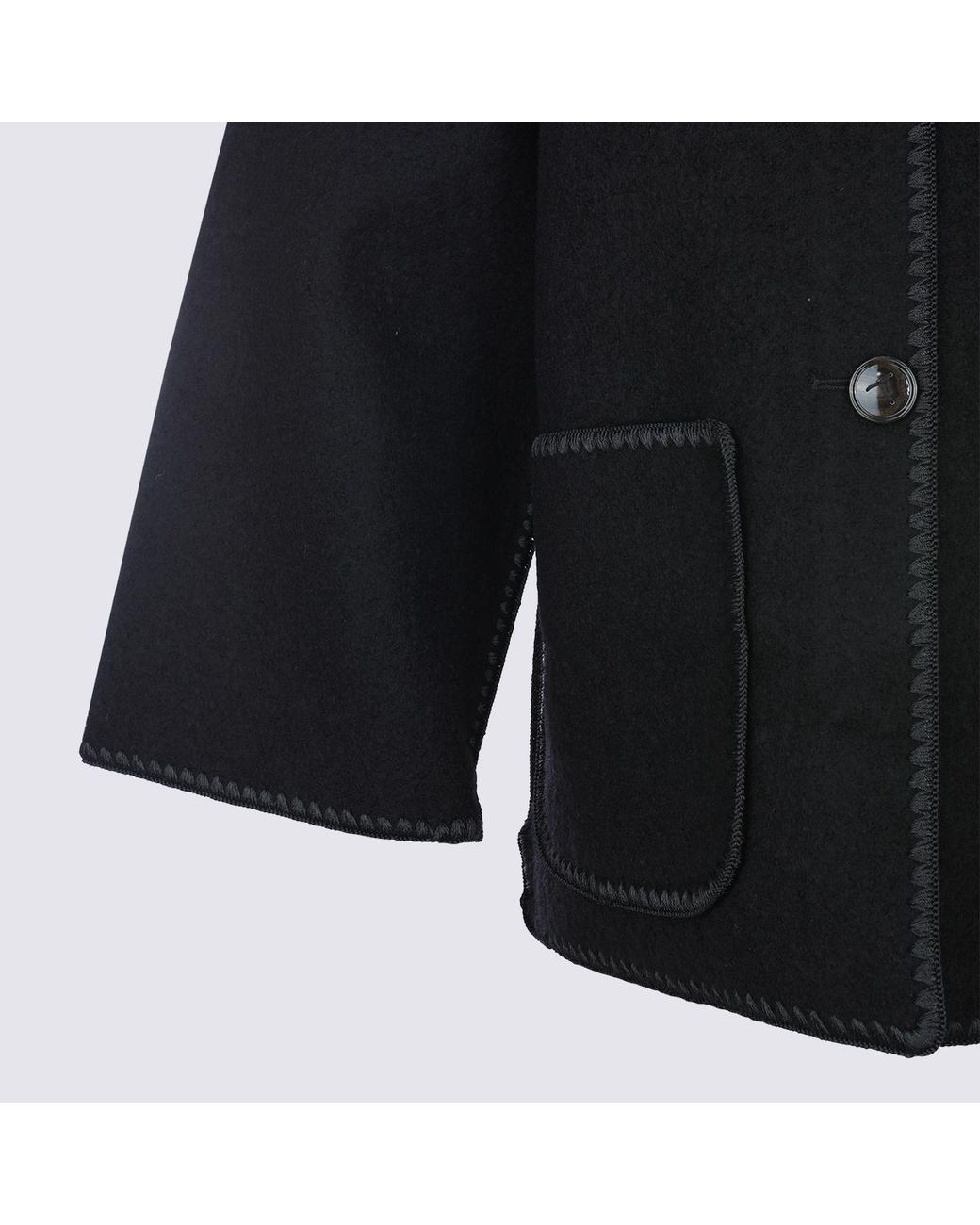 Totême Black Totême Dropped-Shoulder Fringed-Edge Scarf Jacket