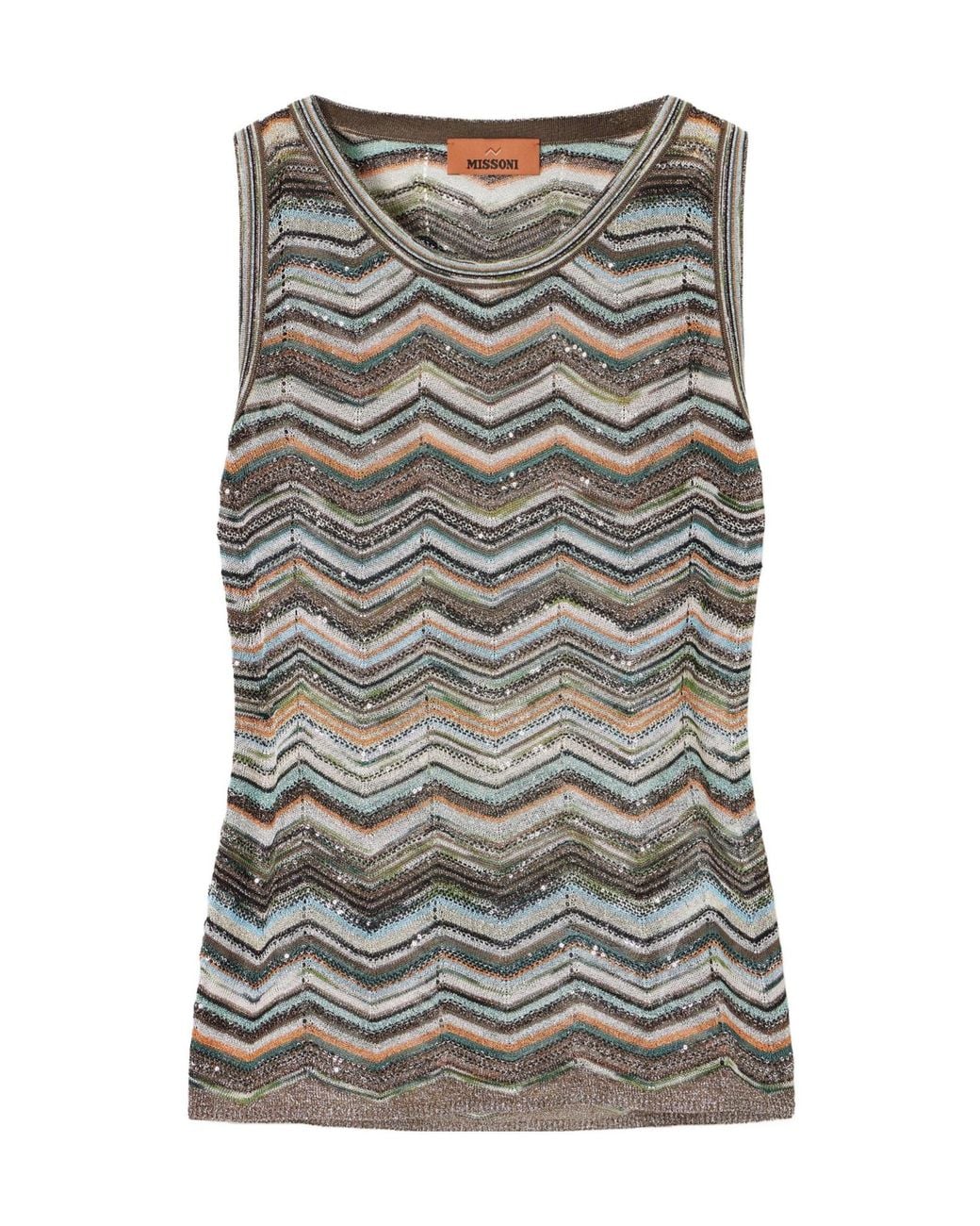 Missoni Gray Striped Crochet-Knit Tank