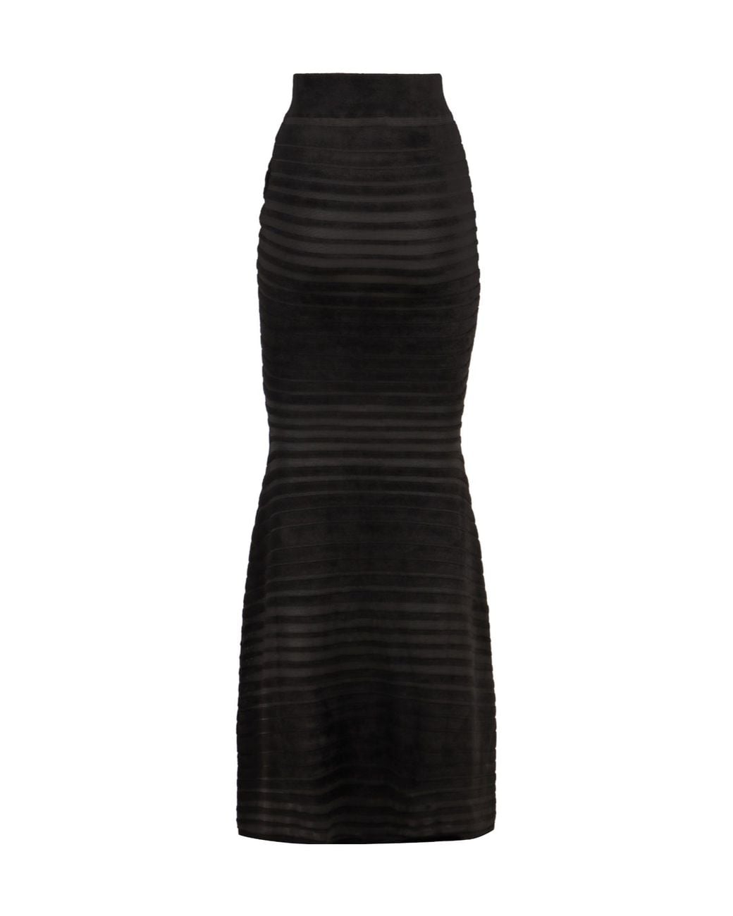 Nina Ricci Black Tonal Stripe Mermaid Skirt