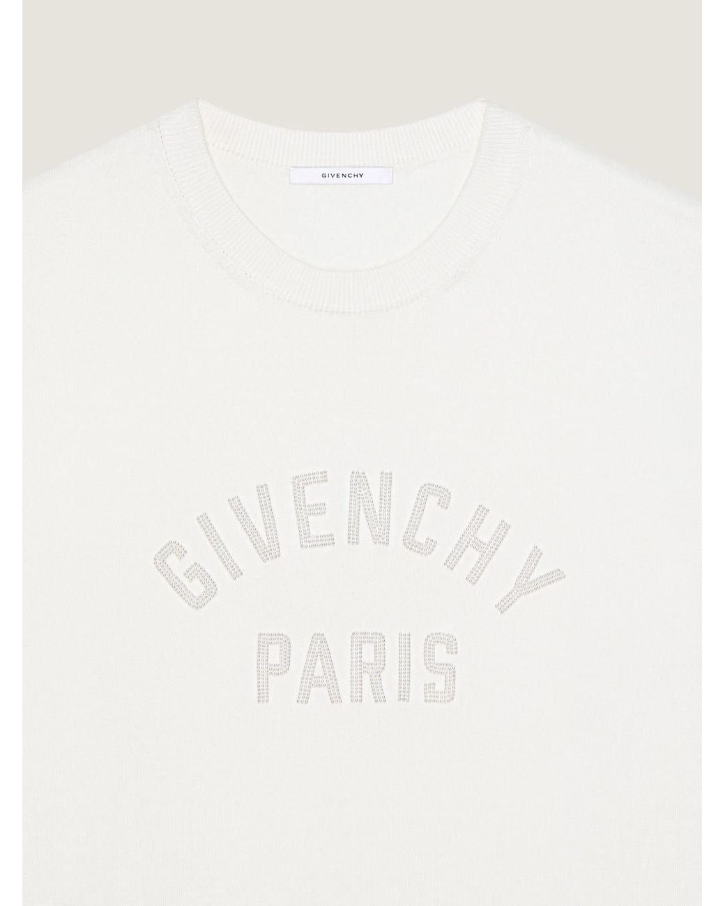 Givenchy White Paris Pearl Embroidered Crewneck T-Shirt for men