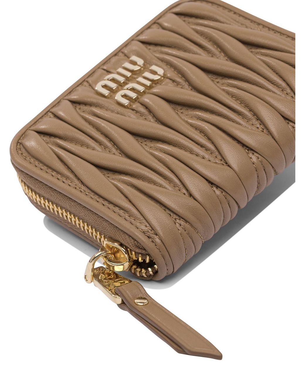 Miu Miu Brown Matelassé Coin Purse