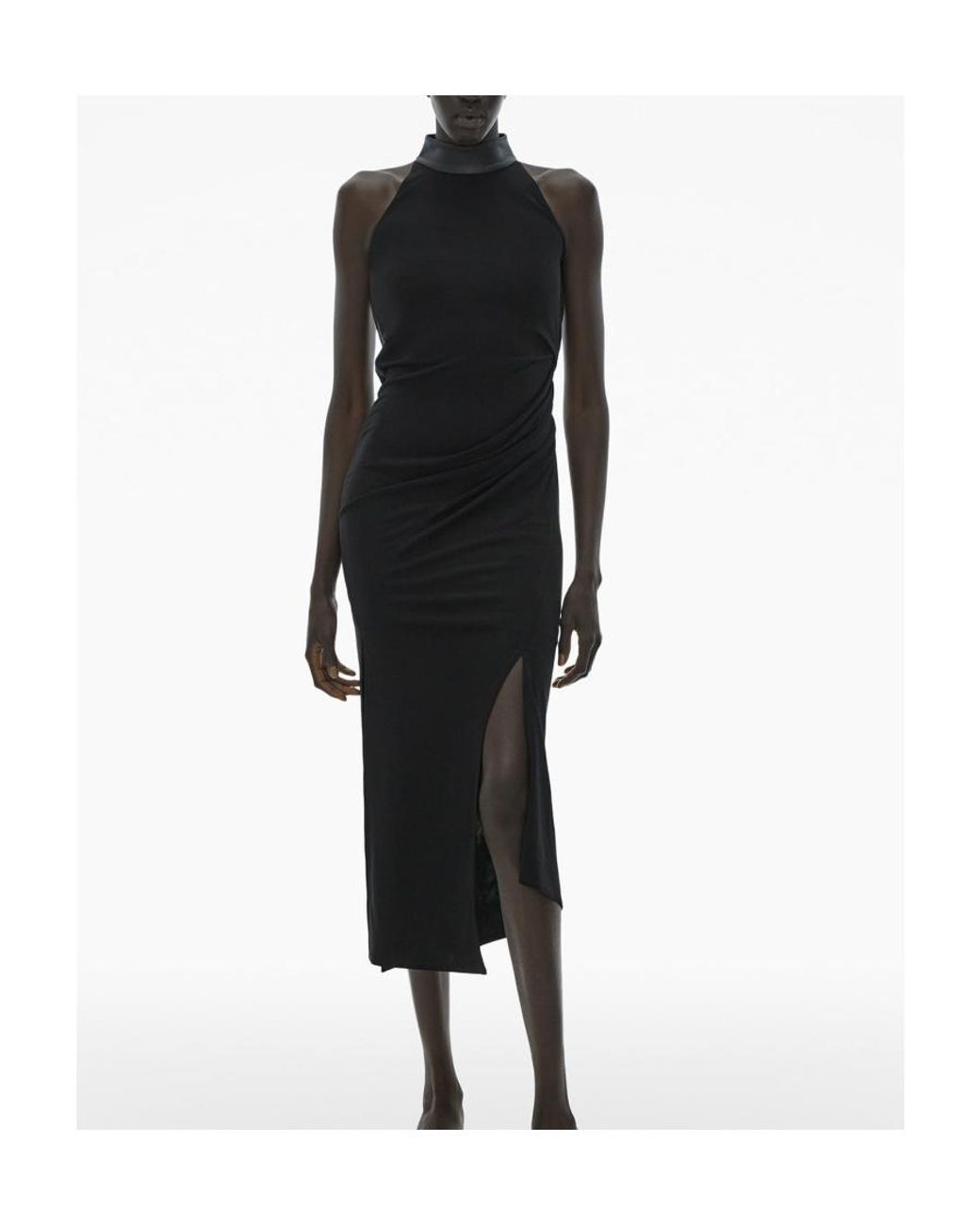 Helmut Lang Black Halter Neck Midi Dress