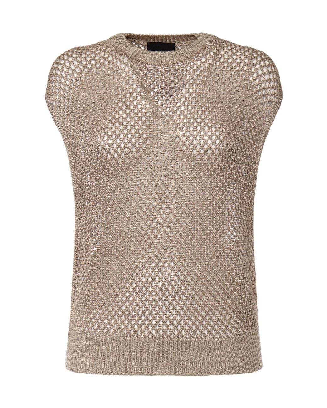 Dondup Gray Sleeveless Mesh Knitted Sweater