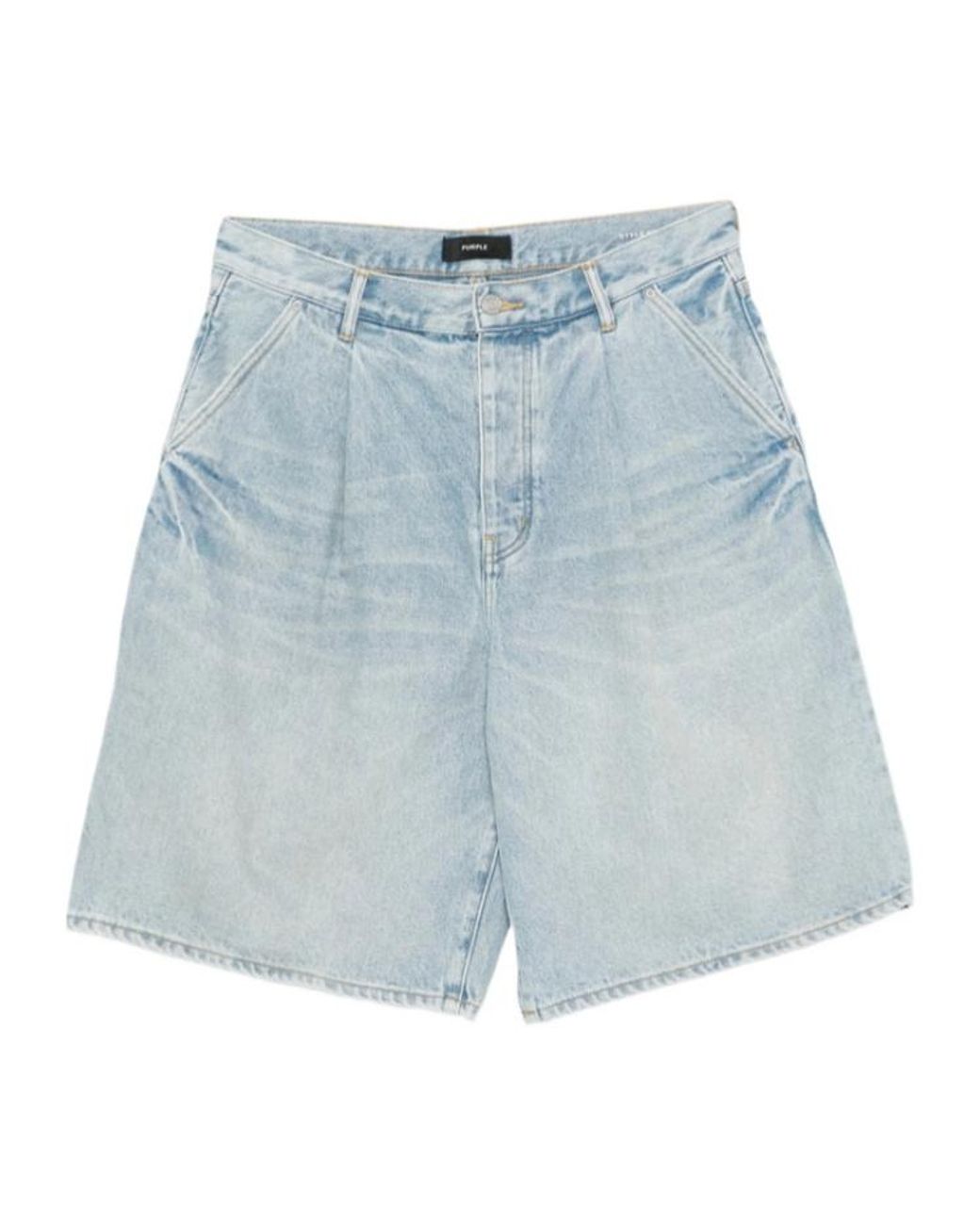 Purple Brand Blue Denim Shorts With Belt Loops for men