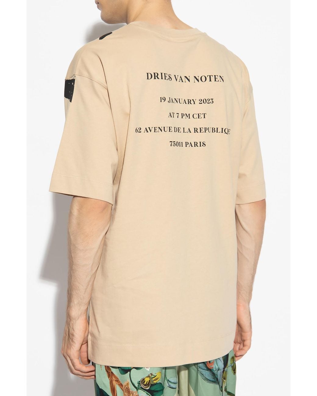 Dries Van Noten Black Logo Printed Crewneck T-Shirt for men