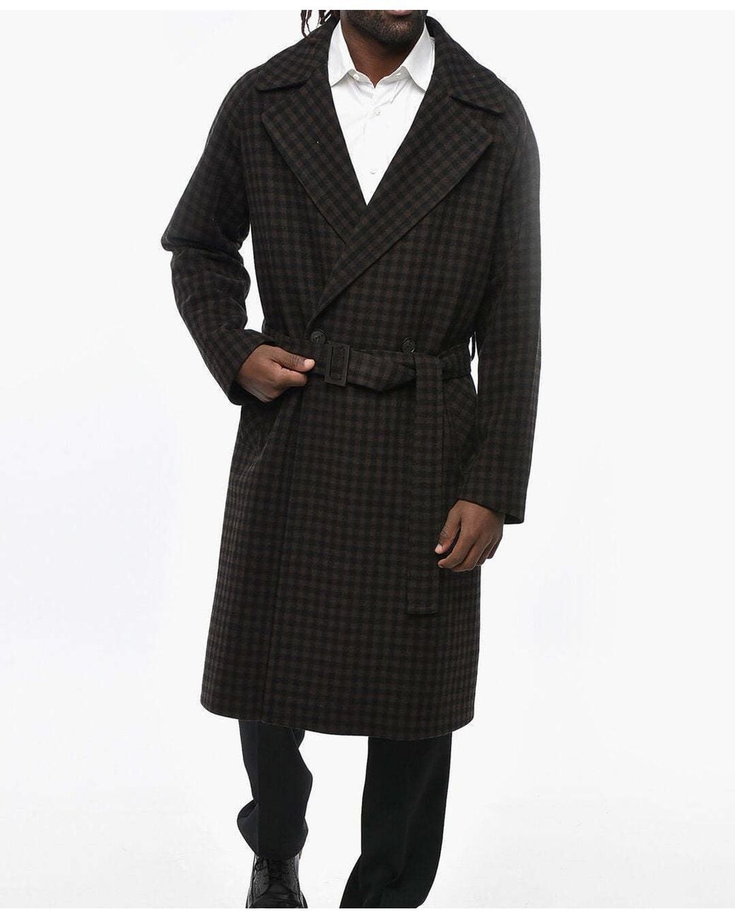 Hevò Black Brindisi Double-Breasted Coat for men