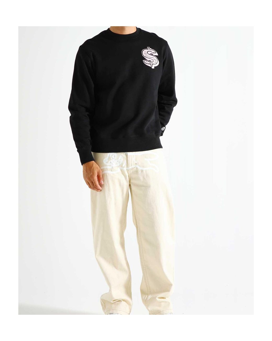 BBCICECREAM Black Dollar-Logo Crew-Neck Sweatshirt for men