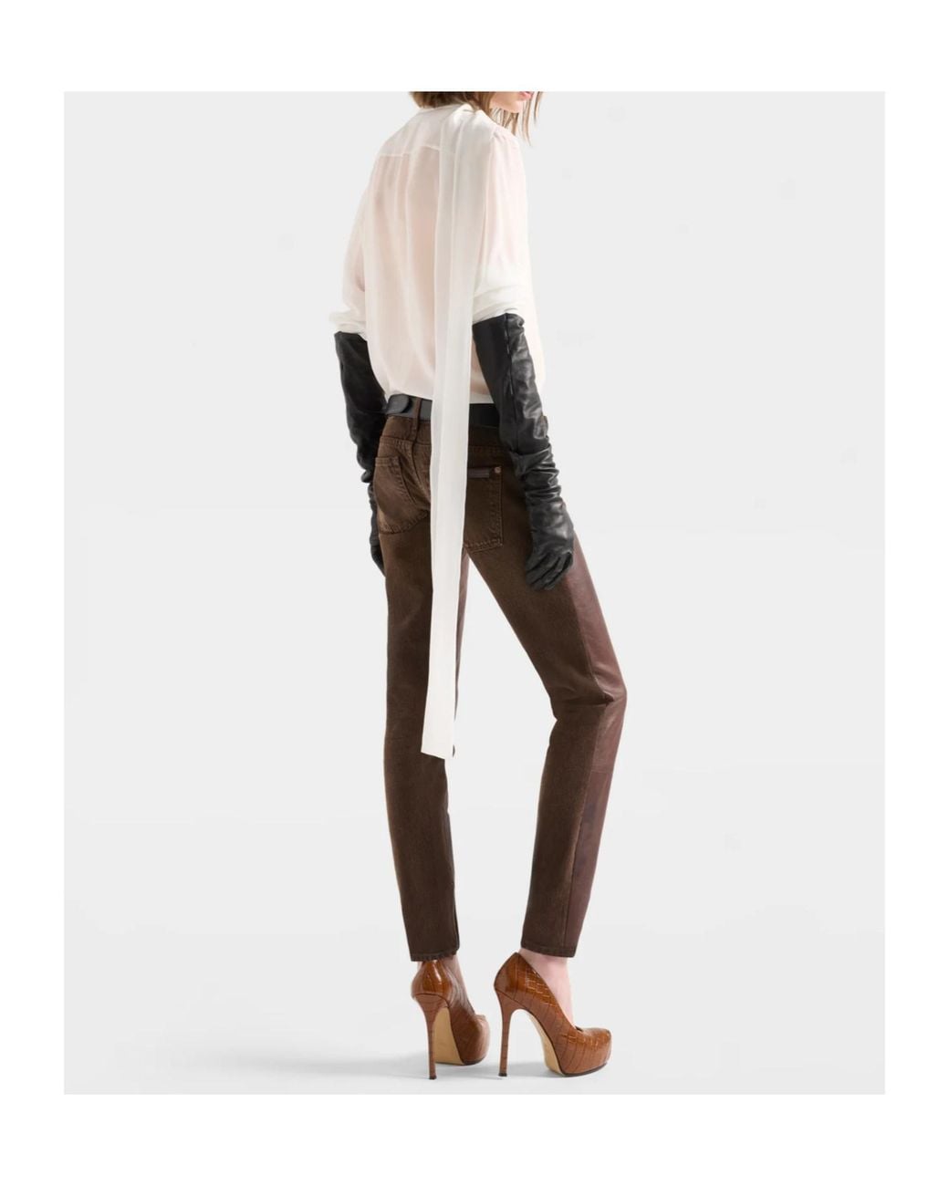 7 For All Mankind White Pussy-Bow Long-Sleeve Shirt