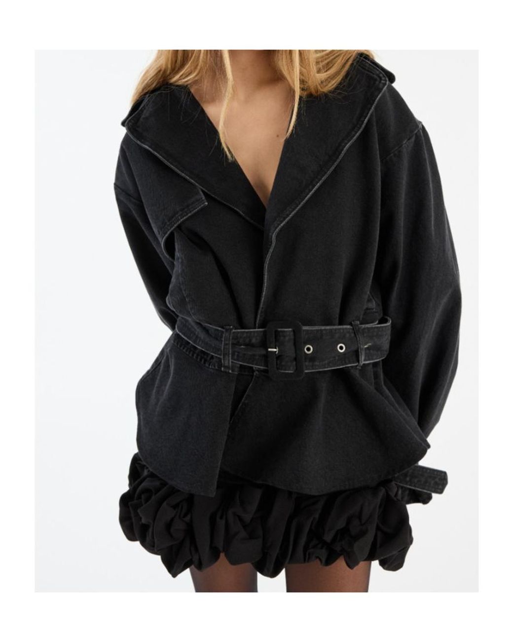 ROTATE BIRGER CHRISTENSEN Black Ruffled Mini Skirt