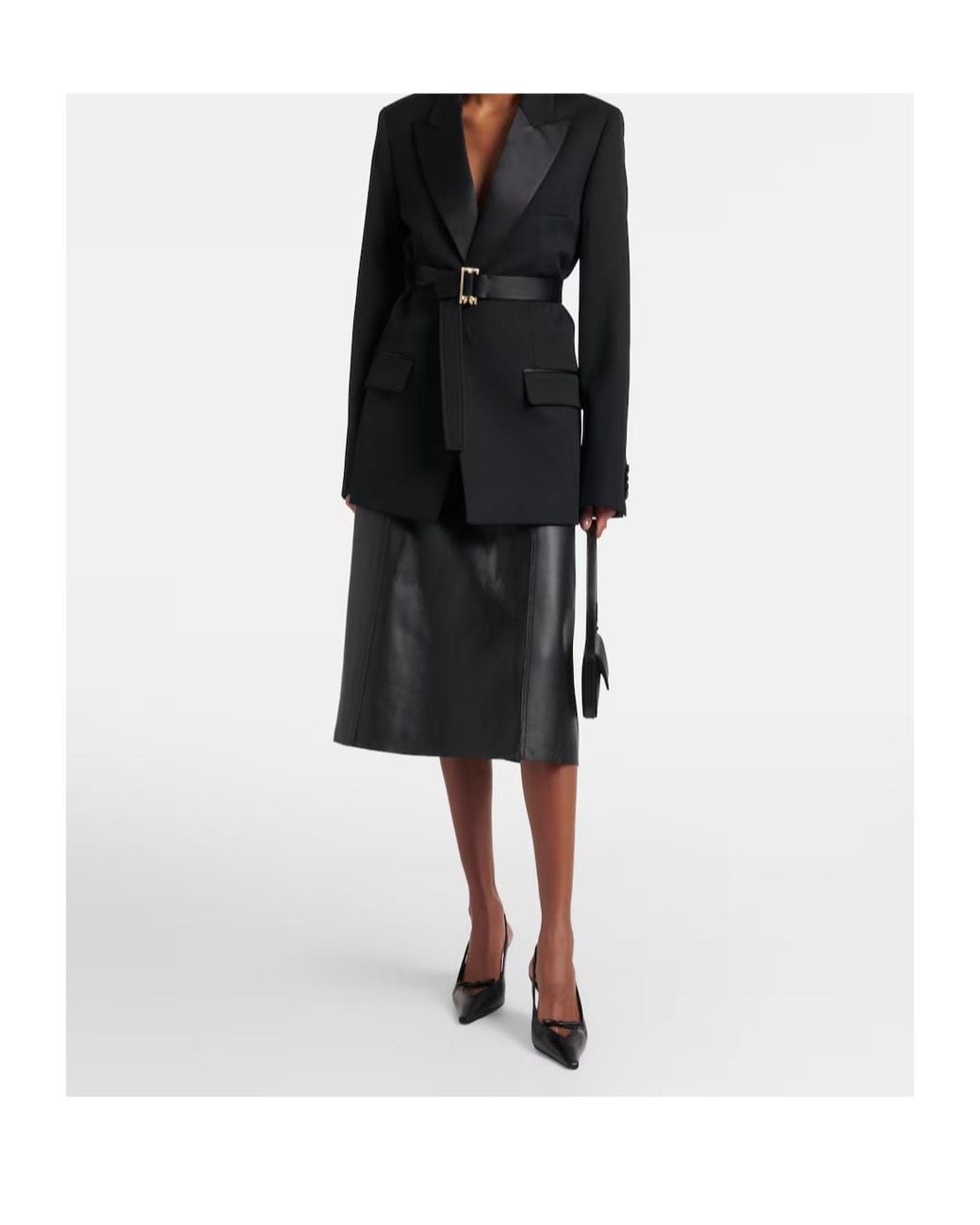 Victoria Beckham Black Leather Pencil Skirt