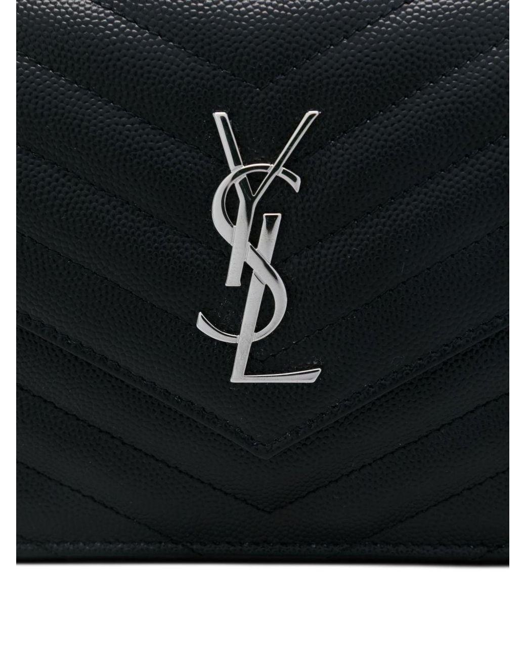 Saint Laurent Black Cassandre Envelope Chain Wallet
