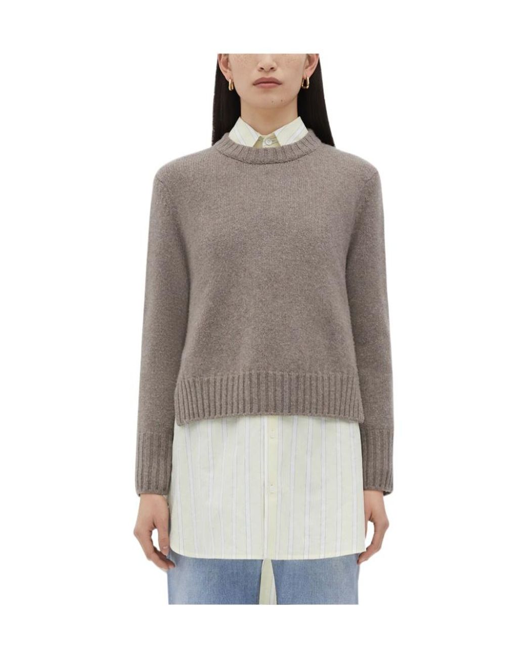 Bottega Veneta Gray Knot Button Regular Fit Jumper