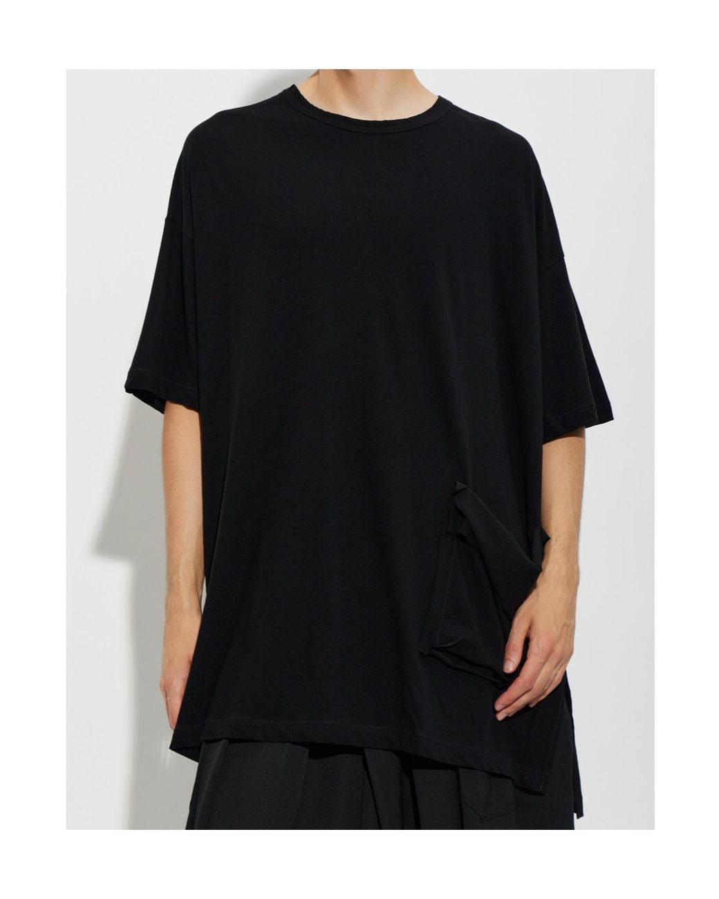 Yohji Yamamoto Black Oversized Draped Pocket T-Shirt for men