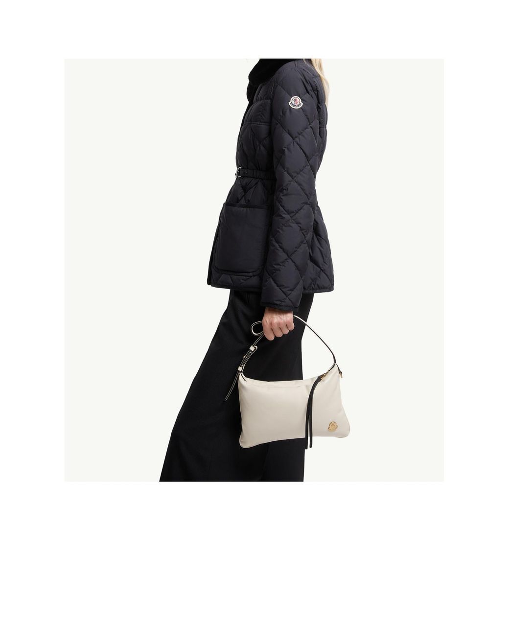 Moncler White Vetta Zip-Up Shoulder Bag