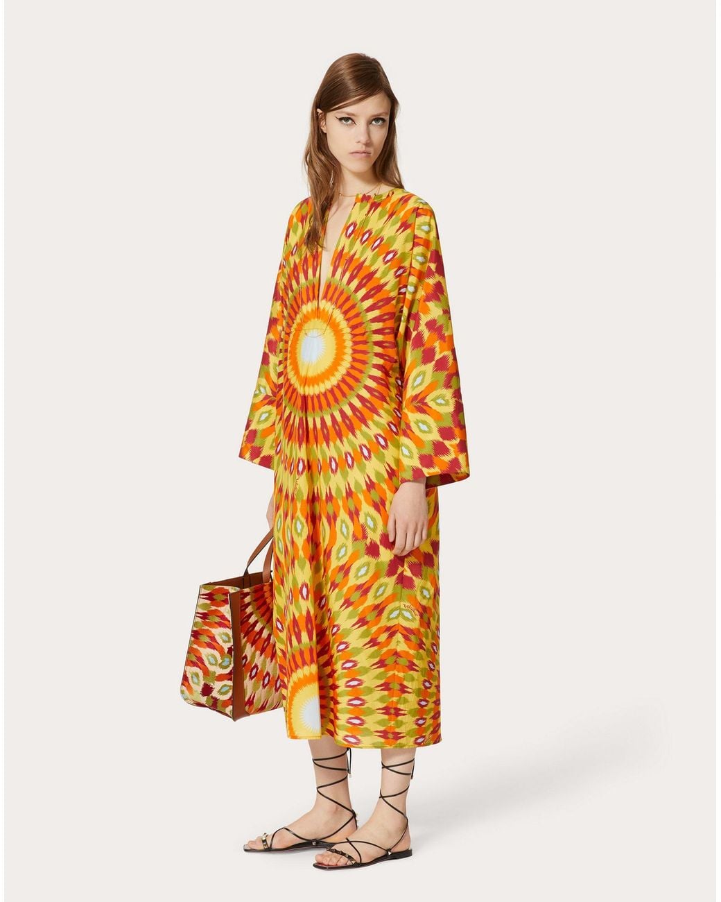 Valentino Orange Round Rain Printed Dress