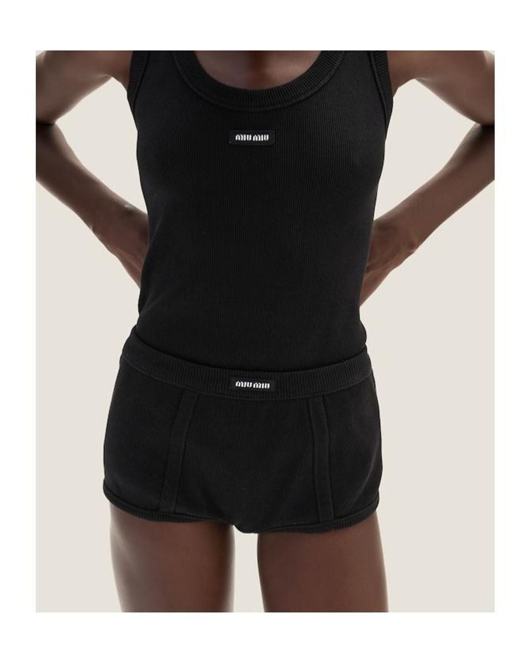 Miu Miu Black Ribbed Knit Boxer Shorts