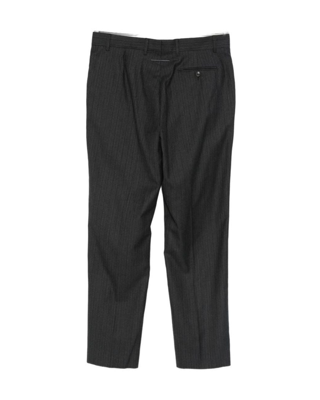 MM6 by Maison Margiela Black Pinstriped Tailored Pants for men