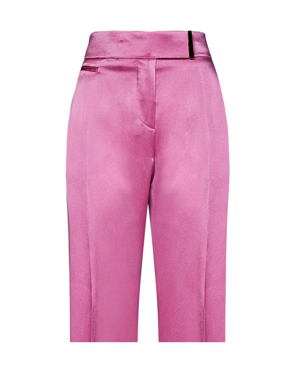 Tom Ford Pink High-Waisted Wide-Leg Trousers
