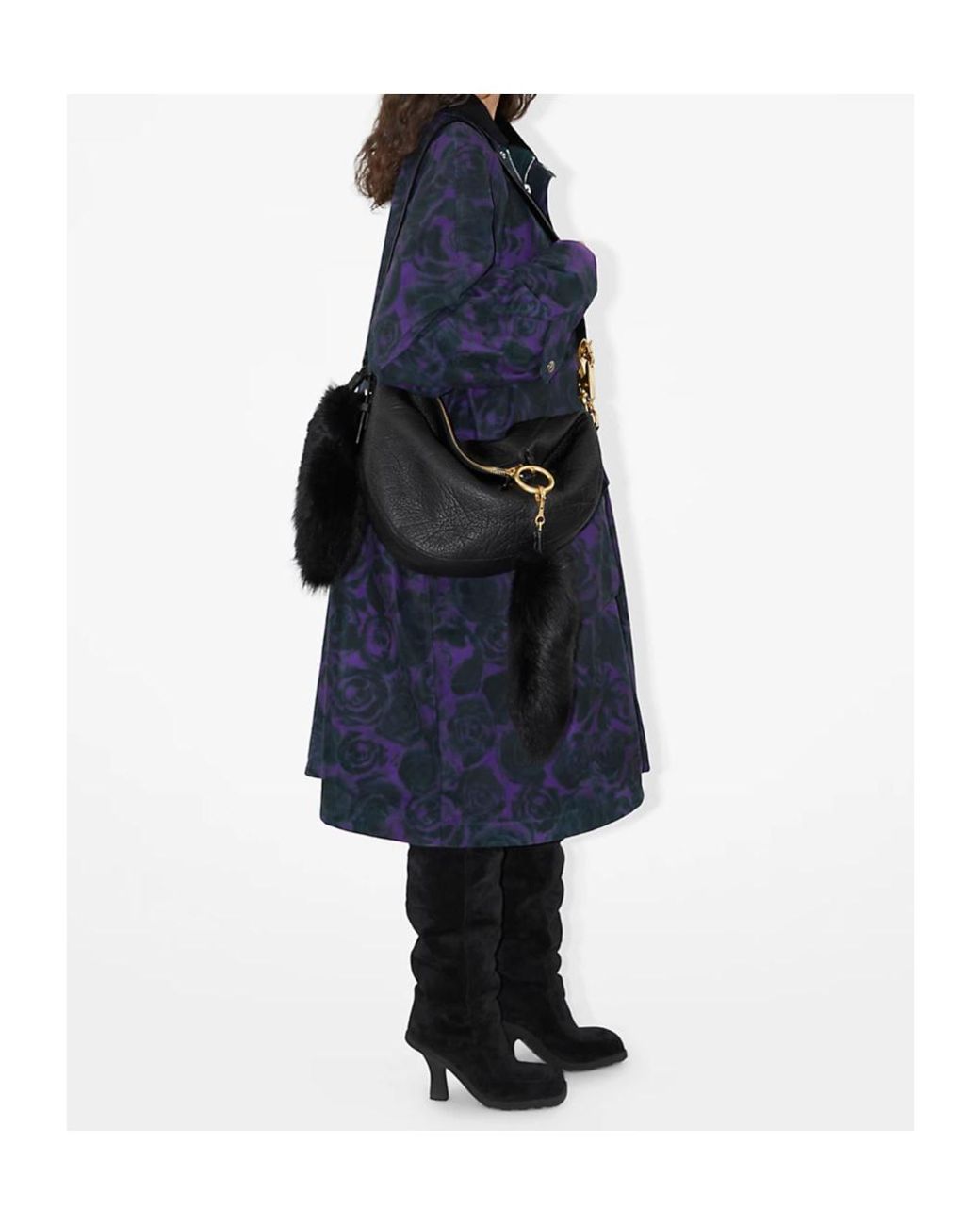 Burberry Black Medium Knight Ring Detailed Shoulder Bag