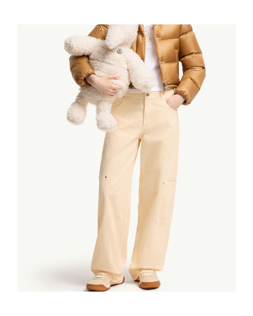 Moncler Natural Canvas Cargo Pants