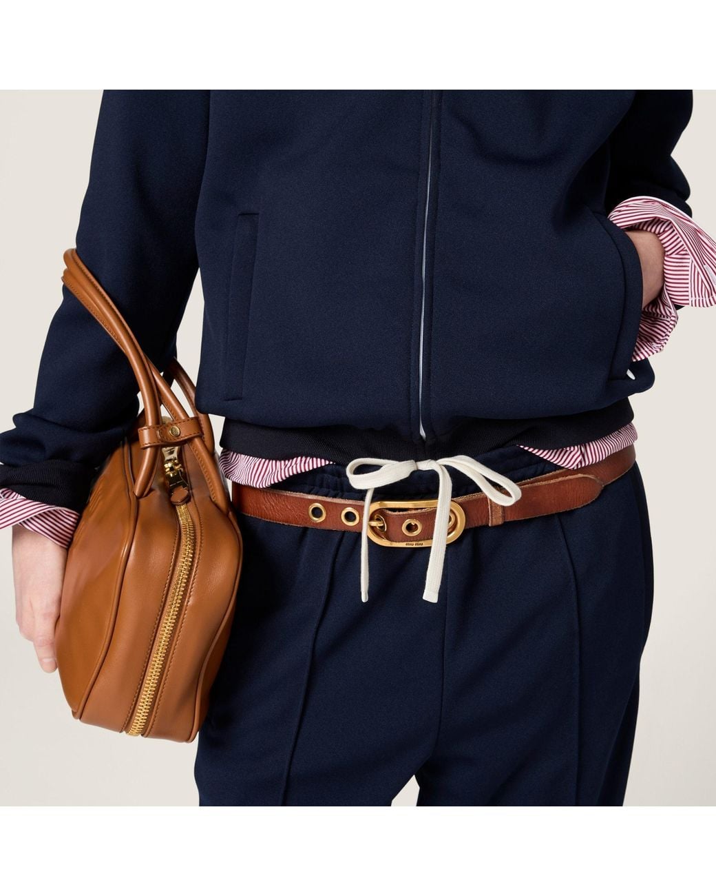 Miu Miu Blue Technical Jersey Blouson Jacket