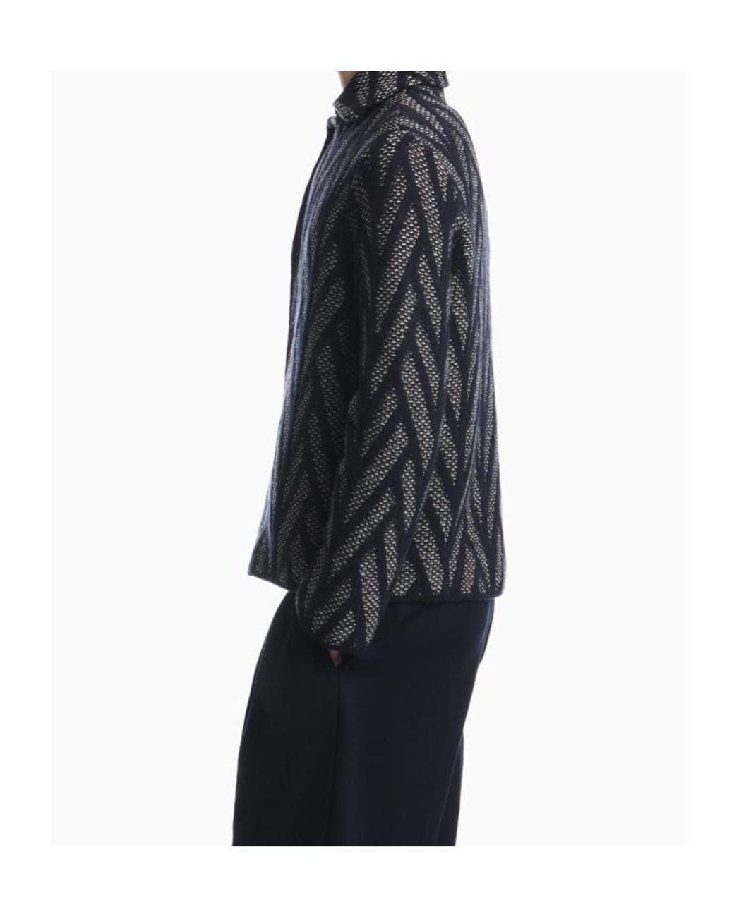Emporio Armani Blue Chevron Knitted Jacket for men