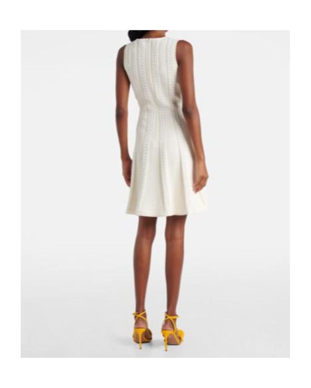 Oscar de la Renta White Open-Knit Minidress