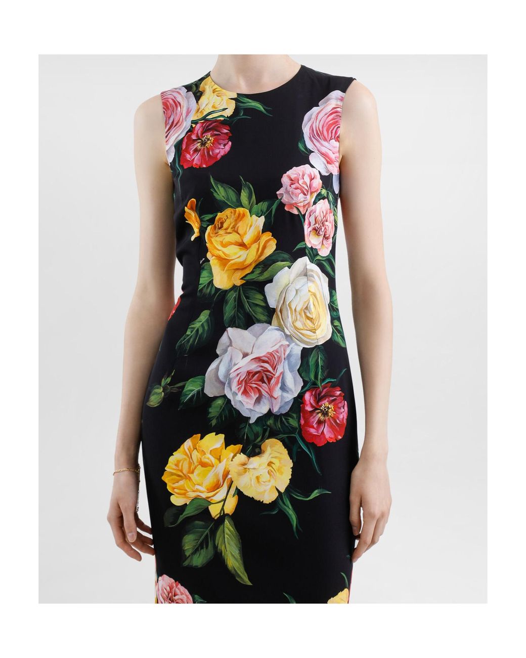 Dolce & Gabbana Black Printed Silk Dress