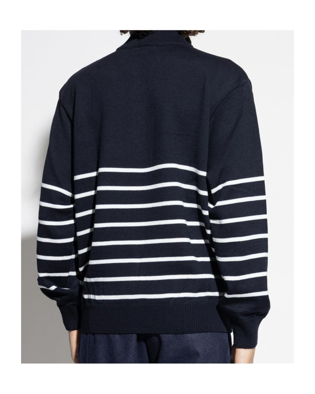 Paul & Shark Blue Half-Zip Striped Wool Sweater for men