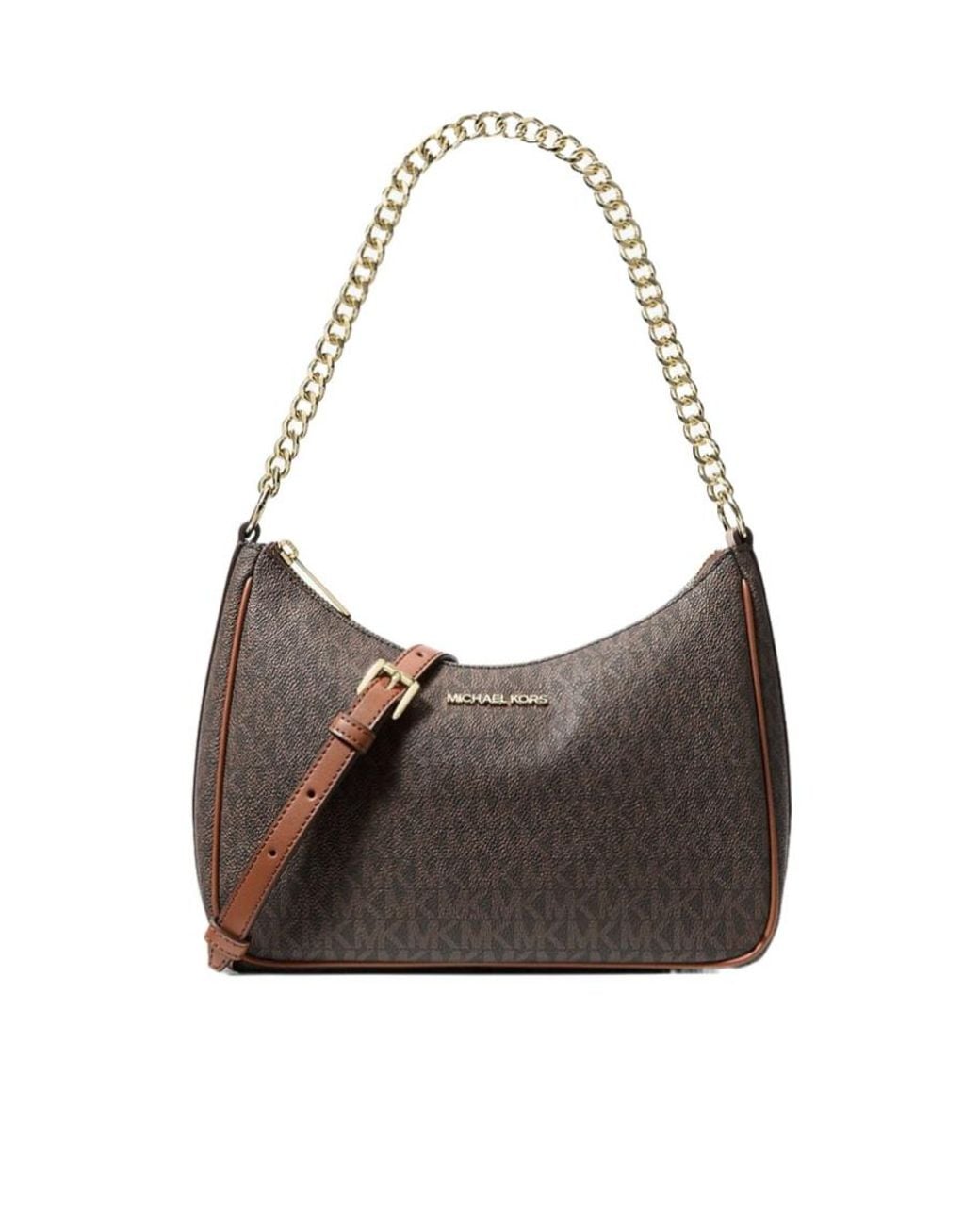 Michael Kors Brown Jet Set Travel Large Signature Logo Convertible Crossbody Bag