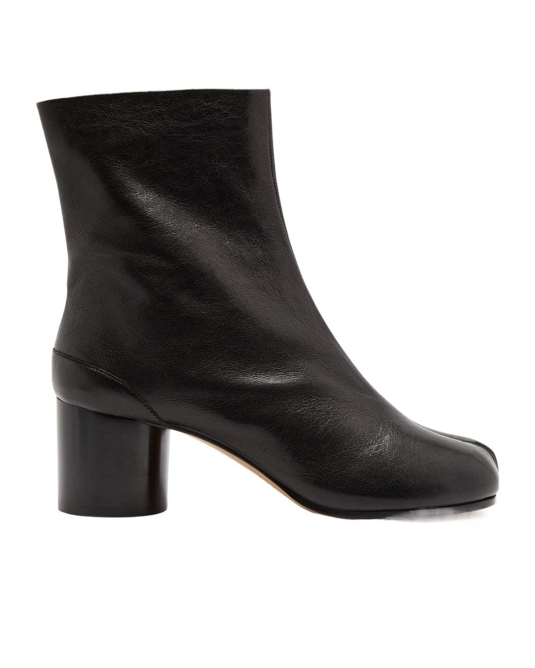 Maison Margiela Black Glossed Grained Leather Ankle Boots