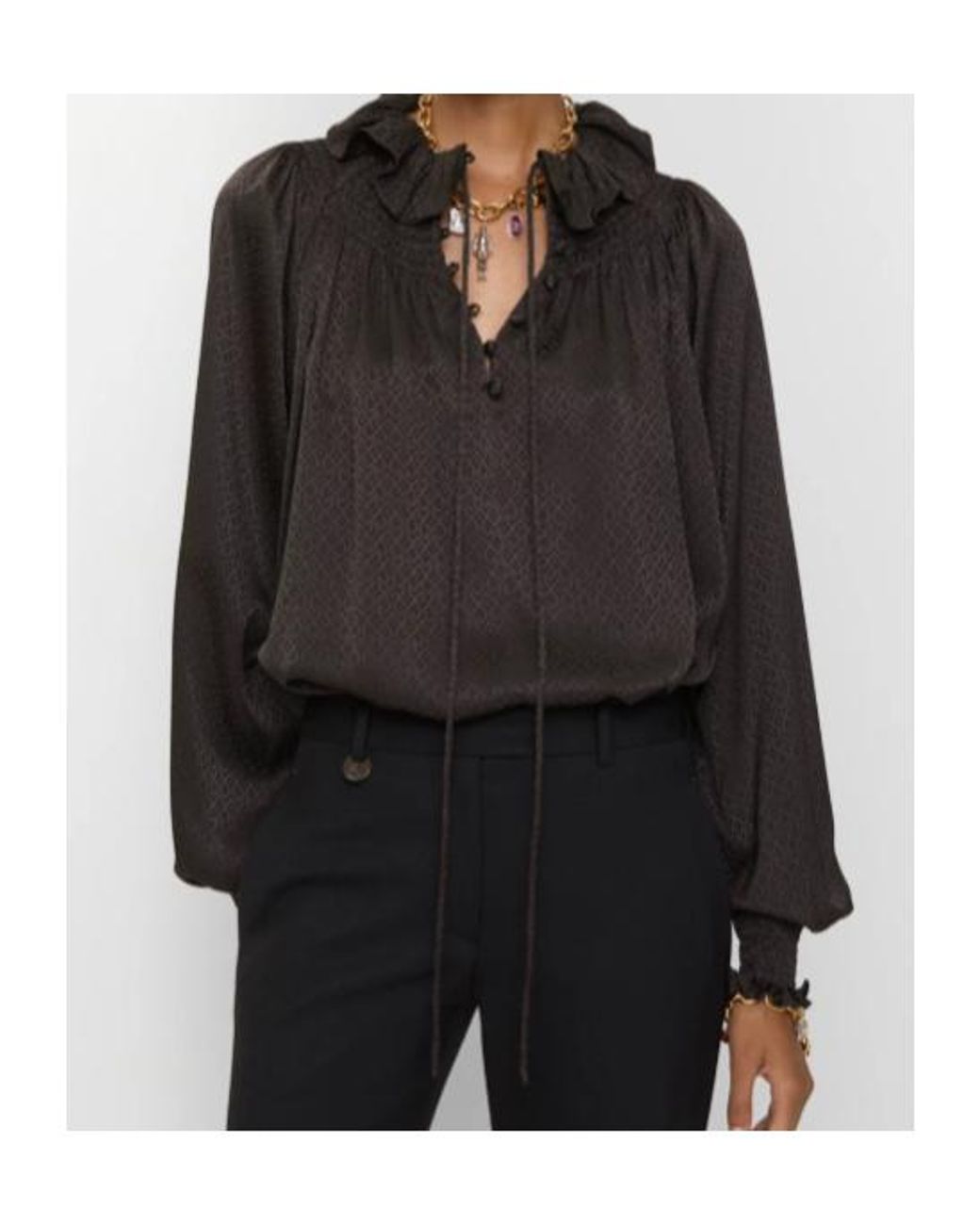 Burberry Black Silk Geometric Blouse