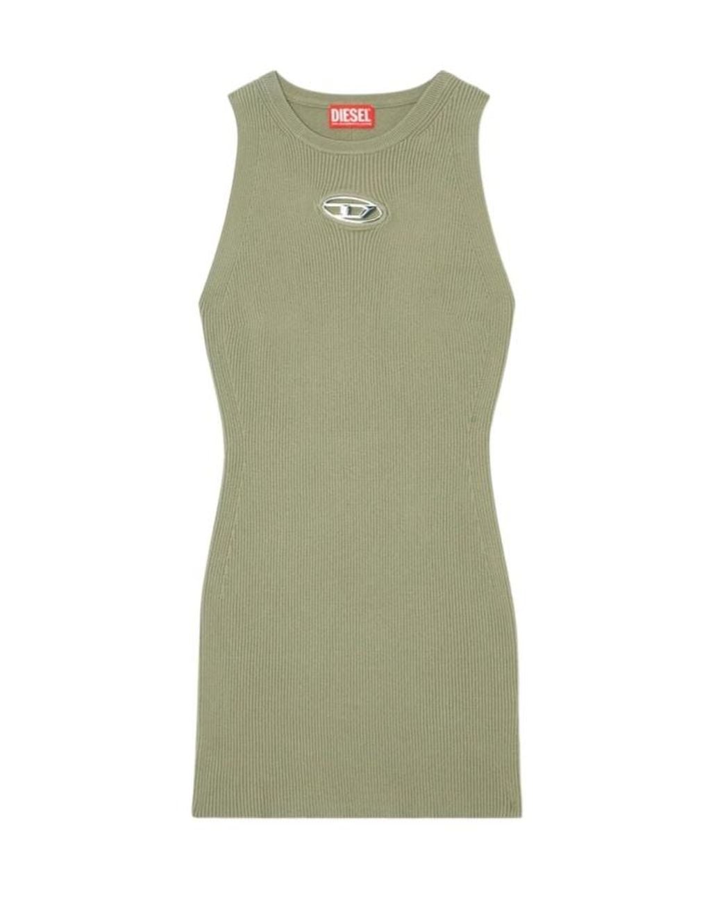 DIESEL Green M-Caddix Ribbed Knitted Sleeveless Dress