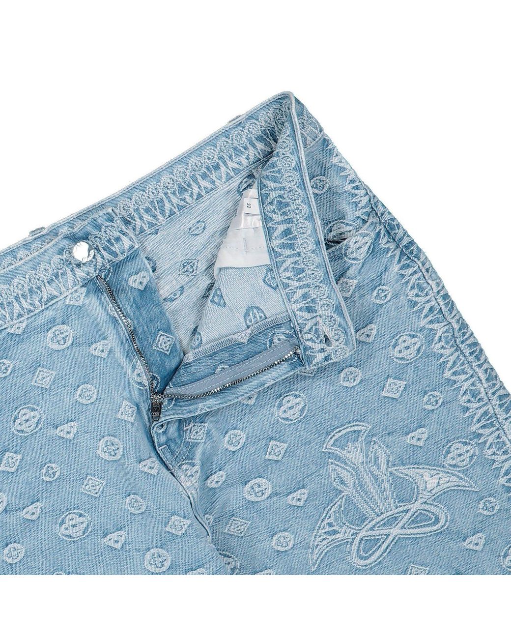 Casablanca Blue Carpet Jacquard Baggy Denim Jeans for men
